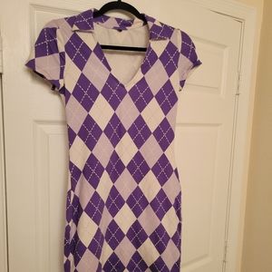 Purple Plaid Print Mini Dress, size small